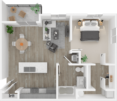 Columbia Riverwalk One Bed One Bath Floor Plan
